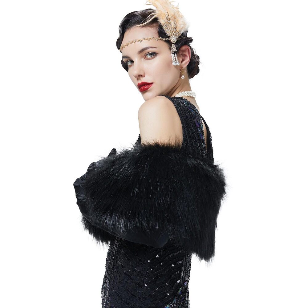 6536 Women抯 Faux Fur Shawl Collar Neck Warmer Wrap Scarf For Winter Coat